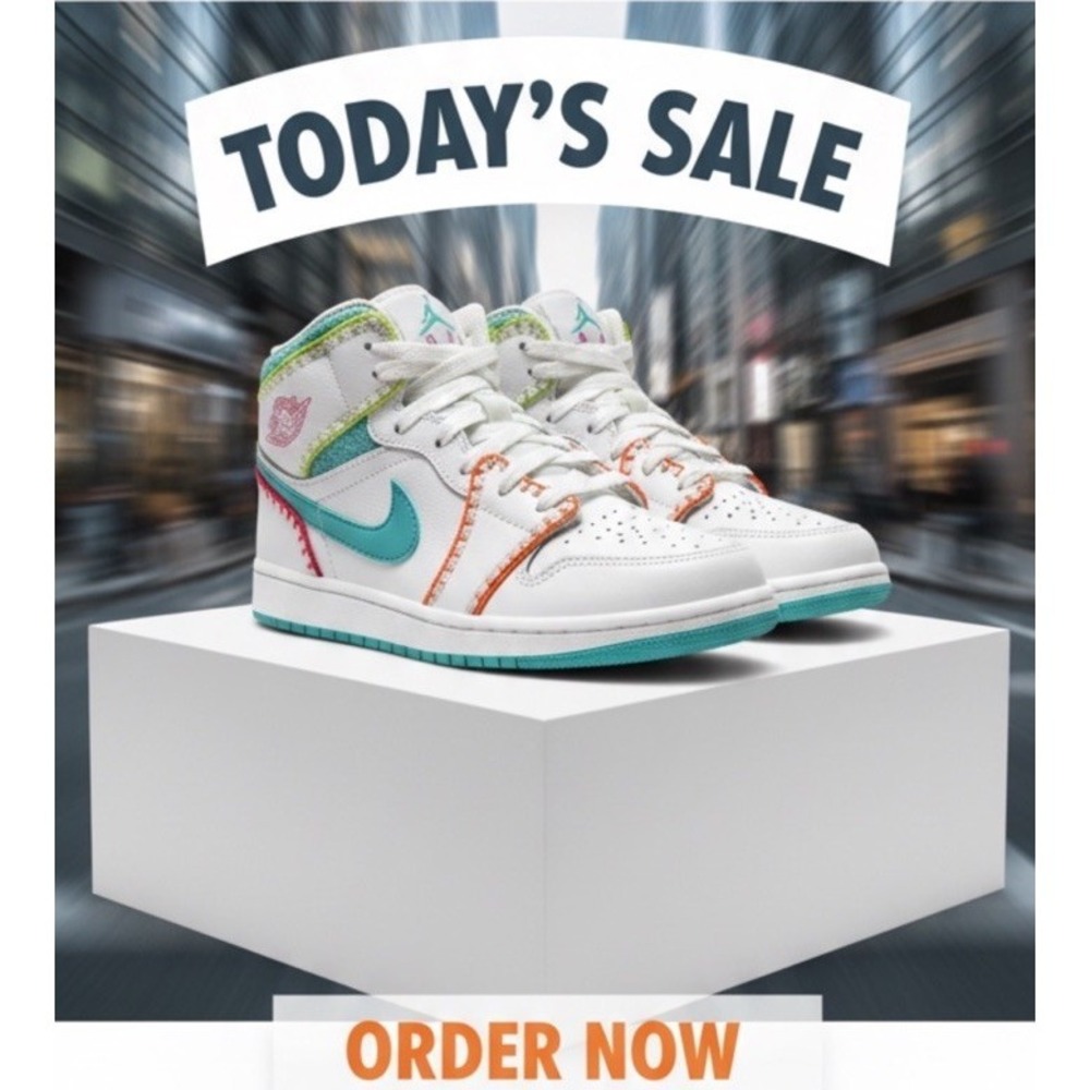 #103 Nike - Jordan 1 Mid Multi Knite Sneakers size 6.5 Y